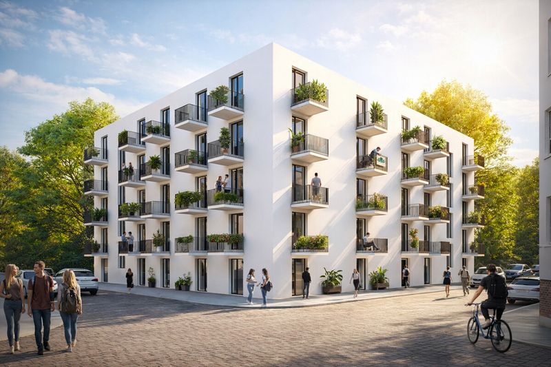 WE 56: Eberswalde: ERSTBEZUG im LUXUS Neubau: 1-Zi mit 23m² MIT BALKON ab 2028 BEZUGSBEREIT